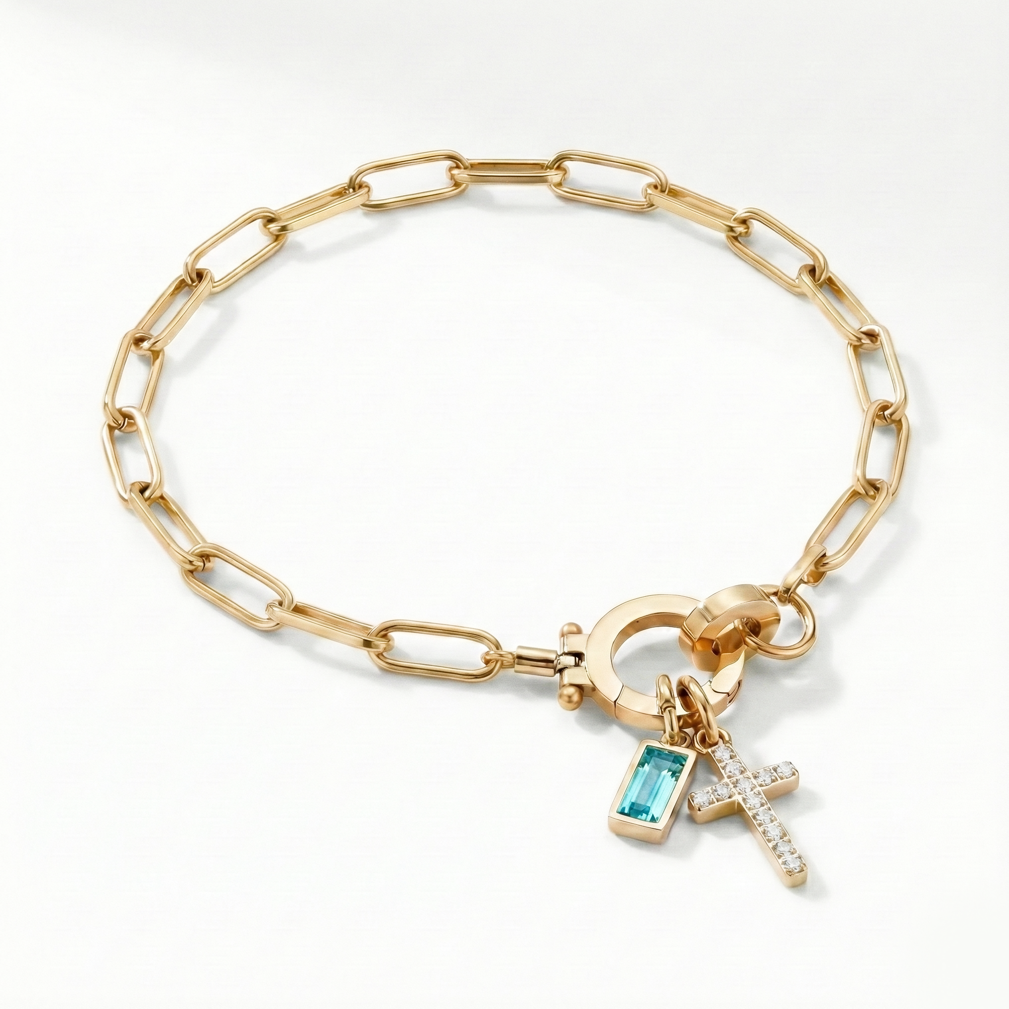 AX Büroklammer-Geburtsstein-Kreuzanhänger-Armband